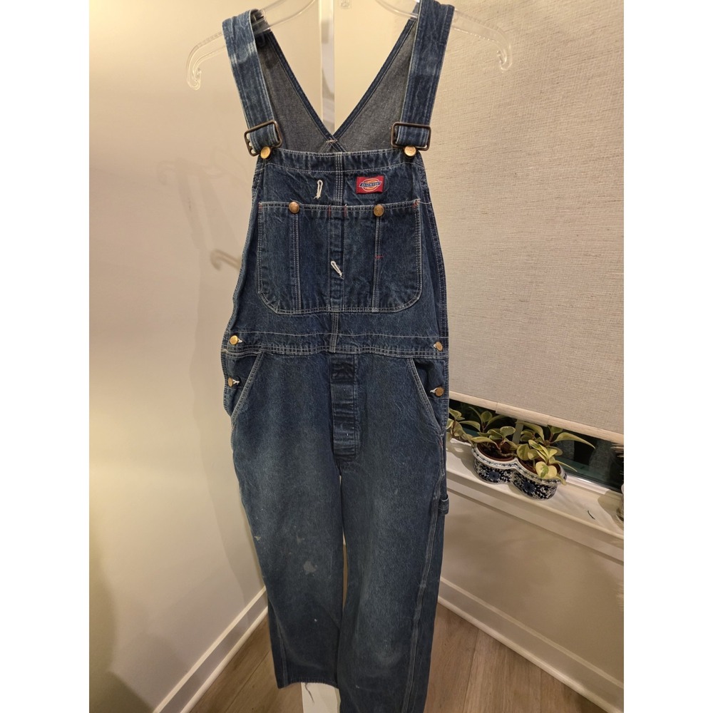 Dickies Overalls Mens 34 X 34 Blue Denim Carpenter Workwear Farmer